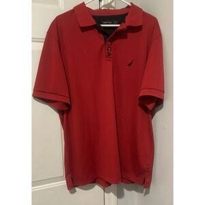 Nautica Polo Classic Fit Short Sleeve Shirt Casual Red‎ Sz XL Logo